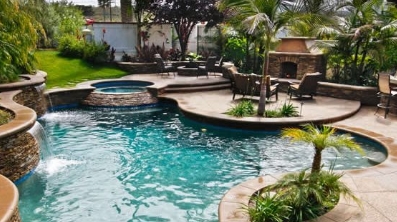 tropical backyard landscape