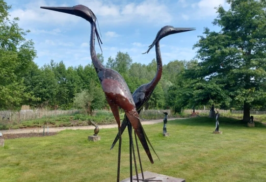 metal heron yard art