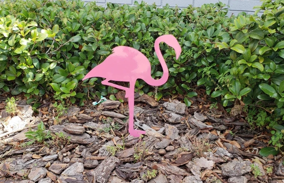 pink flamingo yard art