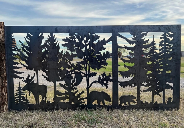 black metal outdoor wall art