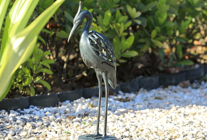 metal heron garden sculpture