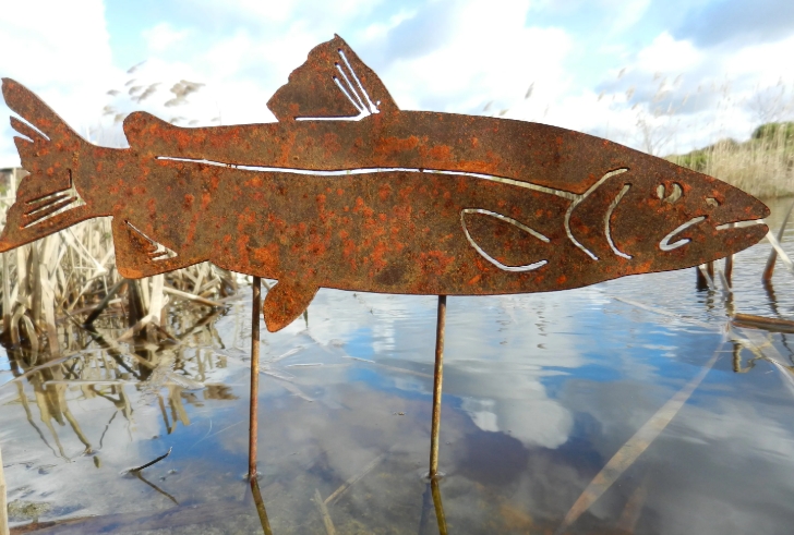 large metal fish outdoor wall art