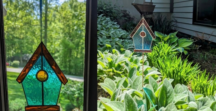 stained glass garden art