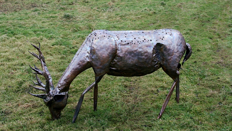 copper deer statue